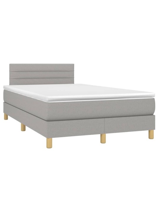 Box spring postel s matrací a LED světle šedá 120x200 cm textil