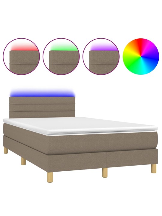 Box spring postel s matrací a LED taupe 120 x 200 cm textil