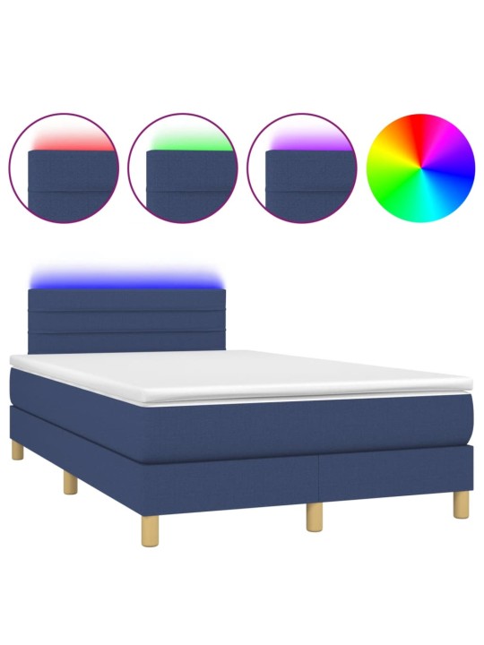 Box spring postel s matrací a LED modrá 120 x 200 cm textil