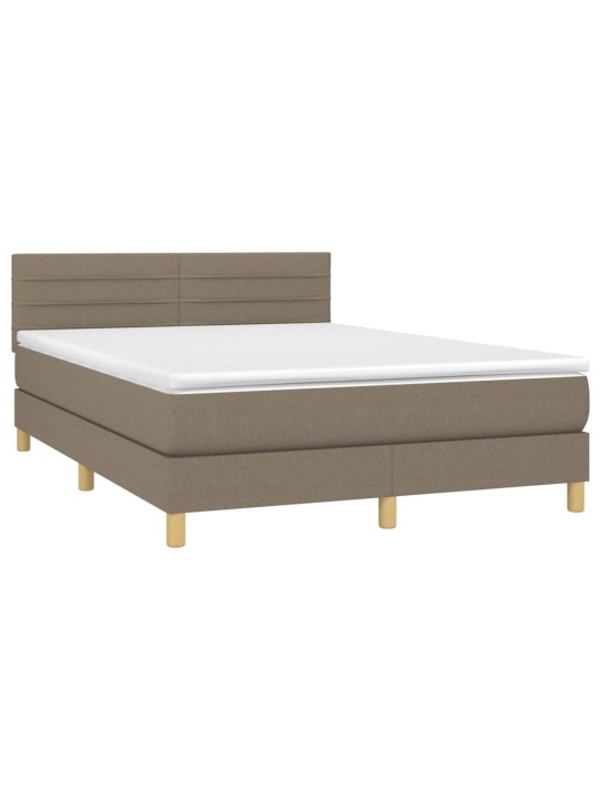 Box spring postel s matrací a LED taupe 140x190 cm textil