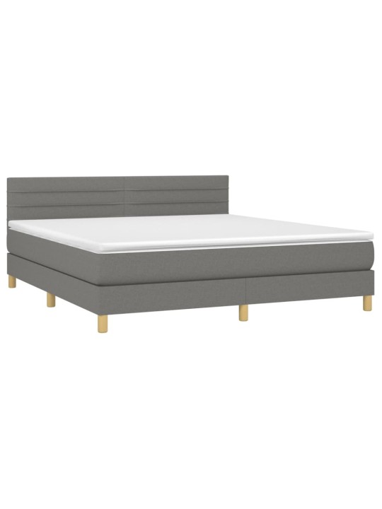 Box spring postel s matrací a LED tmavě šedá 160x200 cm textil