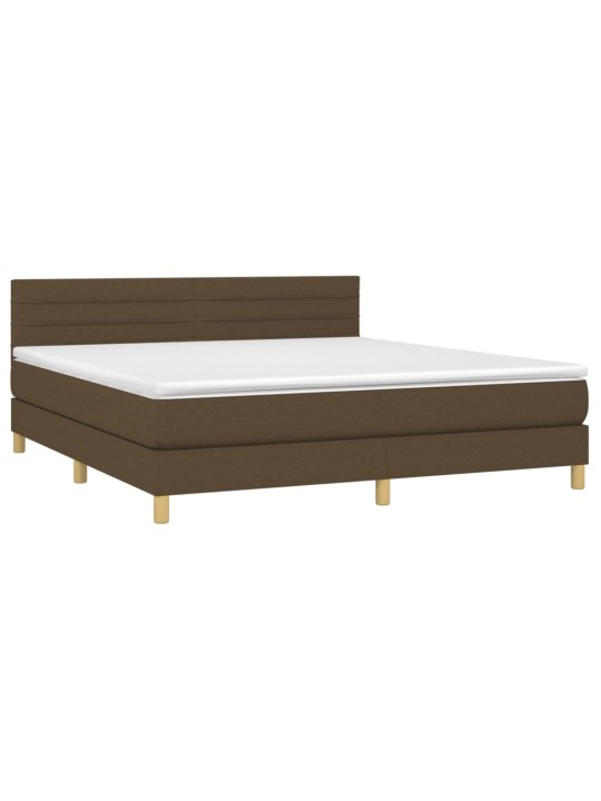 Box spring postel s matrací a led tmavě hnědá 160x200 cm textil