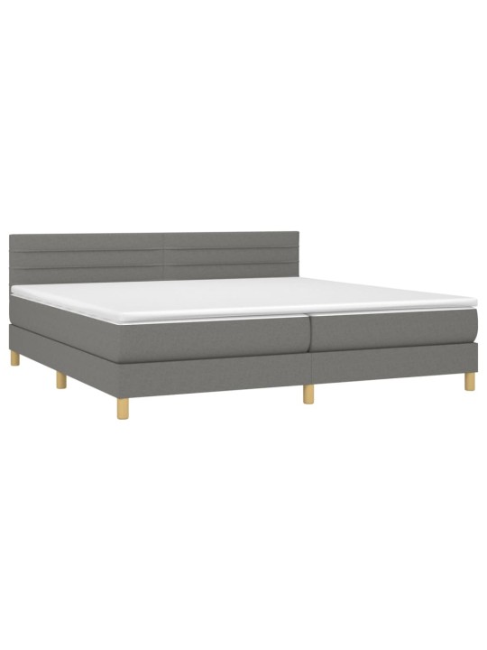 Box spring postel s matrací a LED tmavě šedá 200x200 cm textil