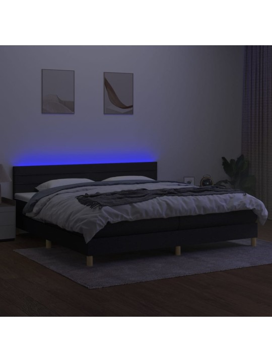 Box spring postel s matrací a LED černá 200x200 cm textil
