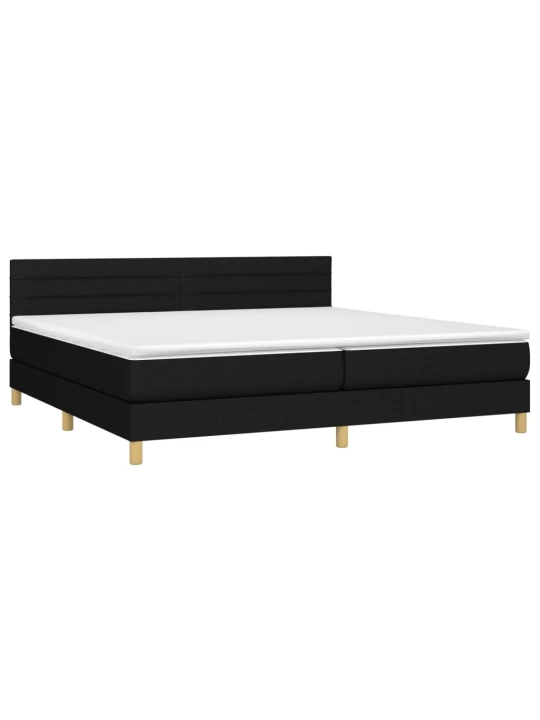 Box spring postel s matrací a LED černá 200x200 cm textil