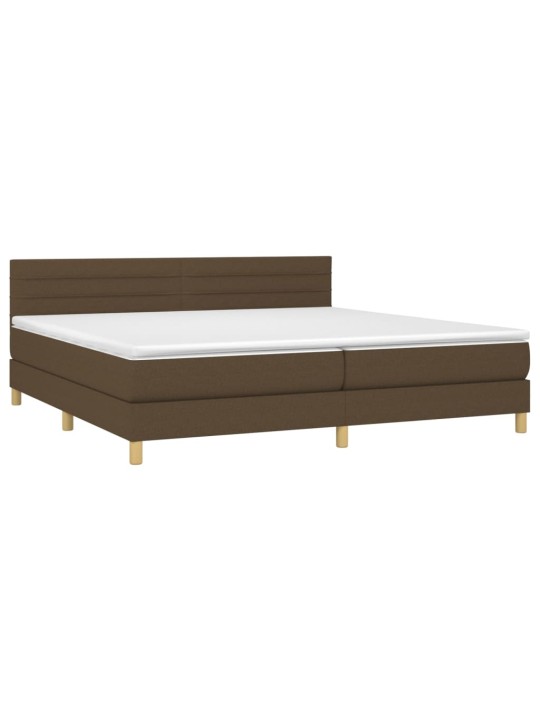 Box spring postel s matrací a LED tmavě hnědá 200x200 cm textil