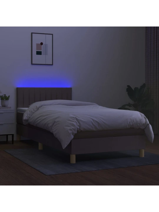 Box spring postel s matrací a led taupe 80 x 200 cm textil