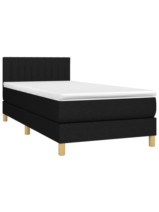 Box spring postel s matrací a LED černá 100x200 cm textil