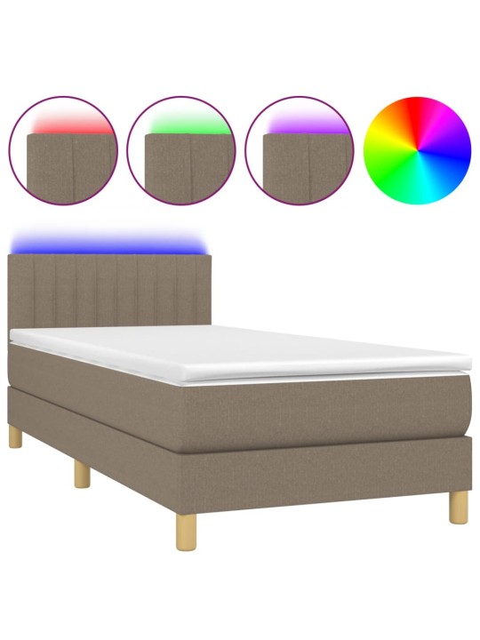 Box spring postel s matrací a LED taupe 100x200 cm textil