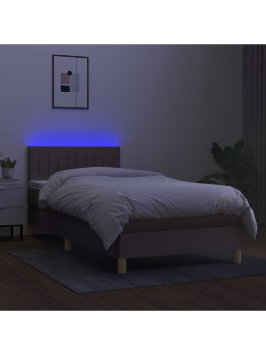 Box spring postel s matrací a LED taupe 100x200 cm textil