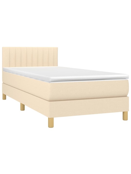 Box spring postel s matrací a LED krémová 100x200 cm textil