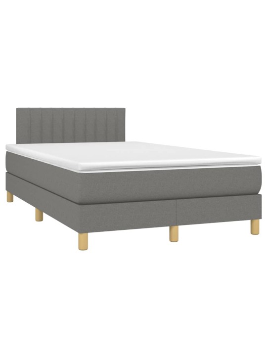 Box spring postel s matrací a LED tmavě šedá 120x200 cm textil