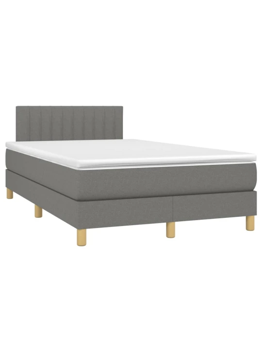 Box spring postel s matrací a LED tmavě šedá 120x200 cm textil