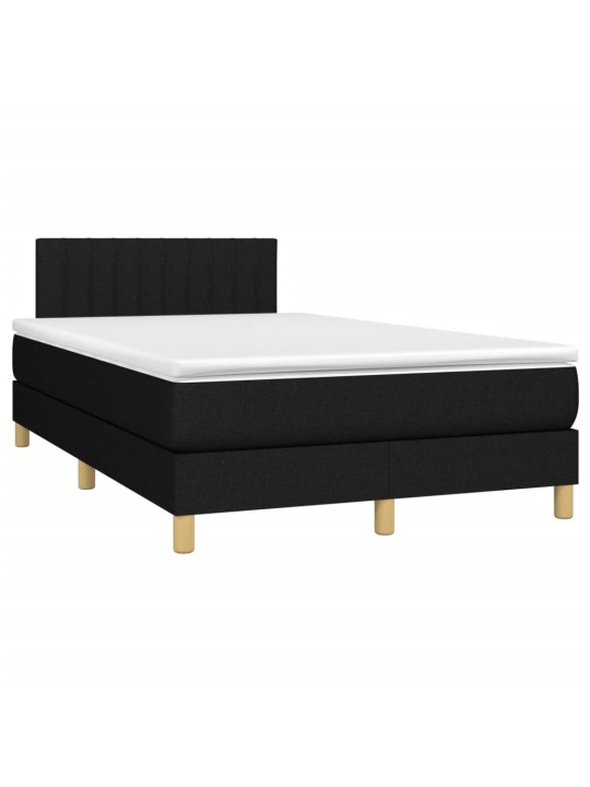 Box spring postel s matrací a LED černá 120 x 200 cm textil