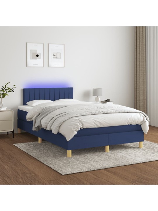 Box spring postel s matrací a LED modrá 120 x 200 cm textil