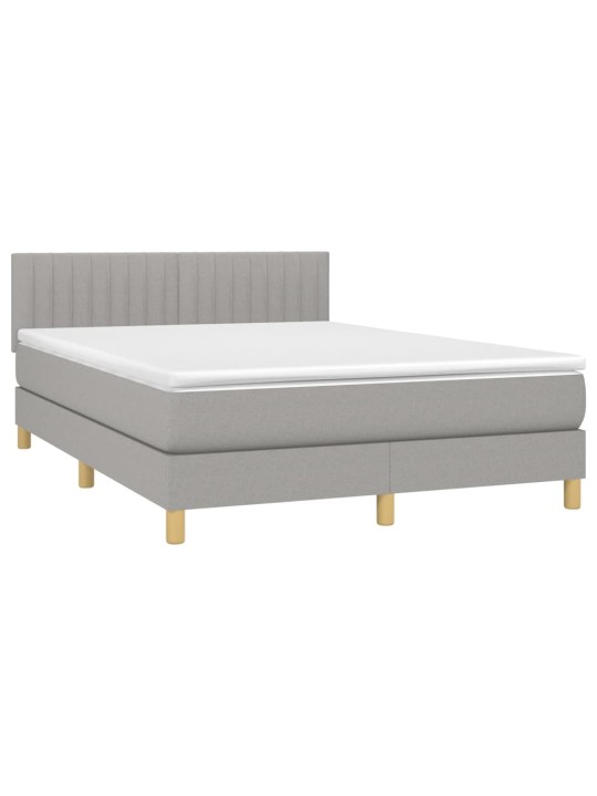 Box spring postel s matrací a LED světle šedá 140x190 cm textil