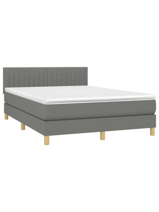 Box spring postel s matrací a LED tmavě šedá 140x200 cm textil