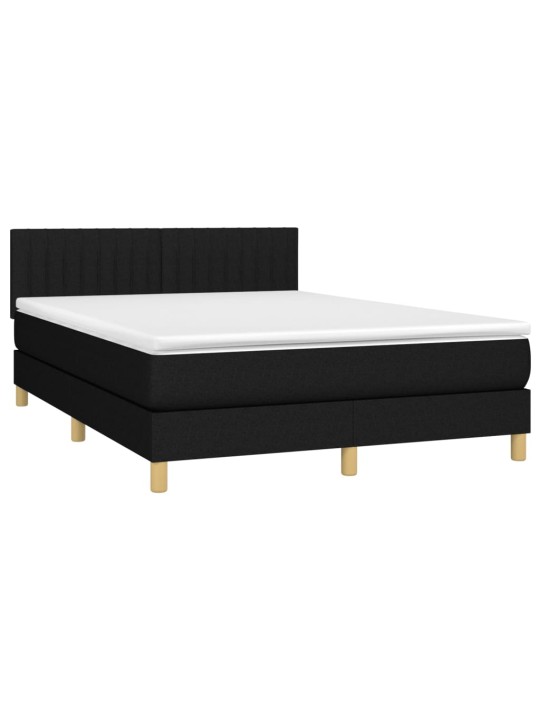 Box spring postel s matrací a LED černá 140x200 cm textil