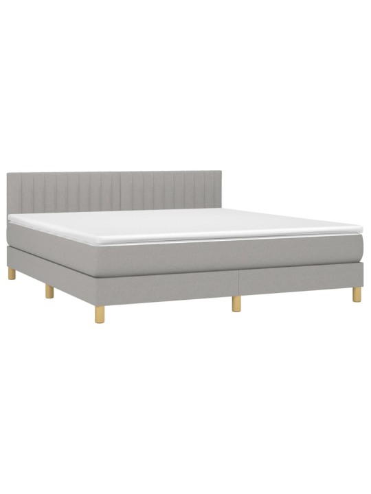 Box spring postel s matrací a LED světle šedá 160x200 cm textil