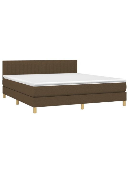 Box spring postel s matrací a LED tmavě hnědá 160x200 cm textil
