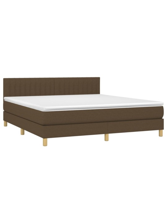 Box spring postel s matrací a LED tmavě hnědá 180x200 cm textil