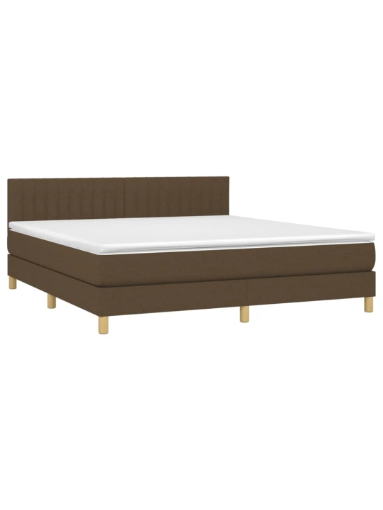 Box spring postel s matrací a LED tmavě hnědá 180x200 cm textil