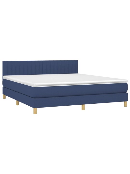 Box spring postel s matrací a LED modrá 180x200 cm textil