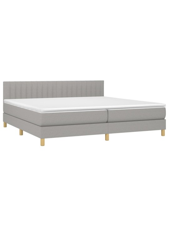 Box spring postel s matrací a LED světle šedá 200x200 cm textil
