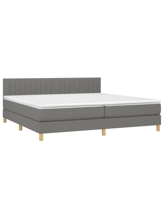 Box spring postel s matrací a LED tmavě šedá 200x200 cm textil