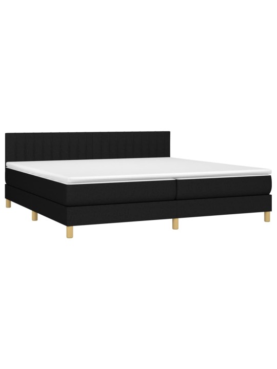 Box spring postel s matrací a LED černá 200x200 cm textil