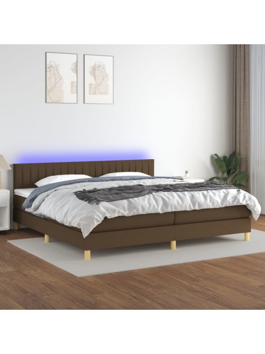 Box spring postel s matrací a led tmavě hnědá 200x200 cm textil