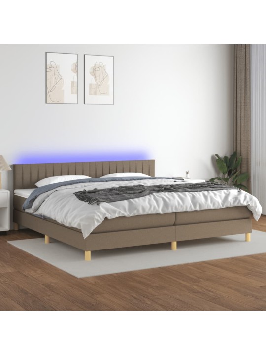 Box spring postel s matrací a LED taupe 200x200 cm textil