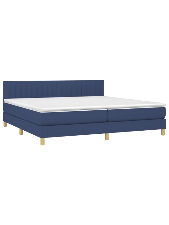 Box spring postel s matrací a LED modrá 200x200 cm textil