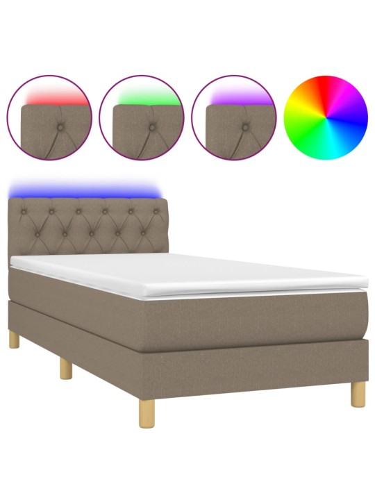 Box spring postel s matrací a led taupe 80 x 200 cm textil