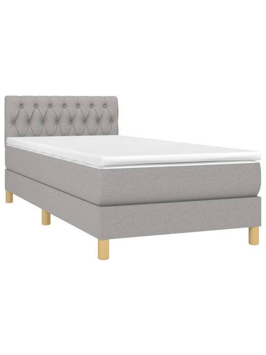 Box spring postel s matrací a LED světle šedá 100x200 cm textil