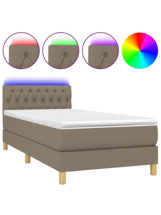 Box spring postel s matrací a LED taupe 100x200 cm textil