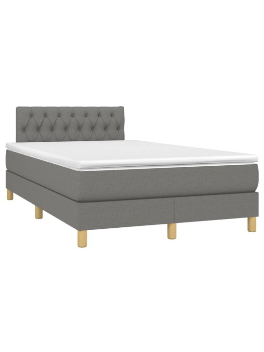 Box spring postel s matrací a LED tmavě šedá 120x200 cm textil