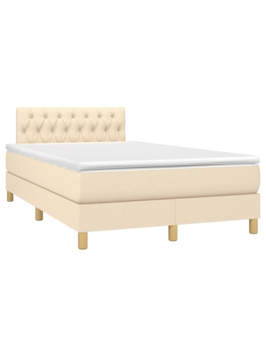 Box spring postel s matrací a led krémová 120 x 200 cm textil