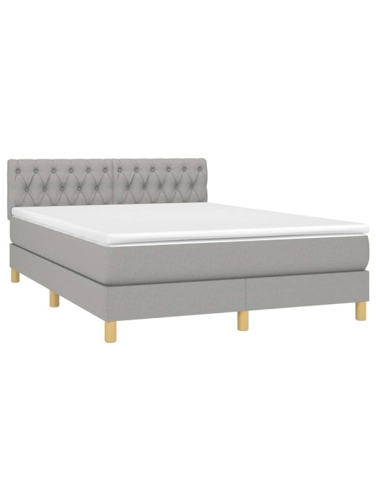 Box spring postel s matrací a LED světle šedá 140x190 cm textil