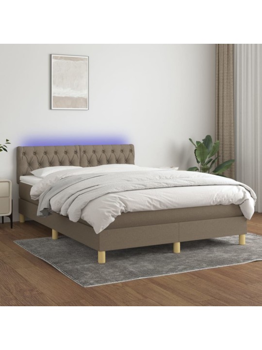 Box spring postel s matrací a led taupe 140x190 cm textil