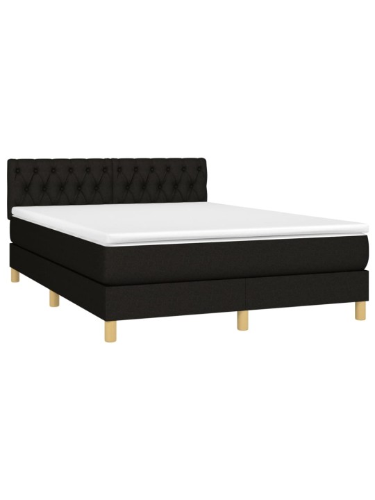 Box spring postel s matrací a LED černá 140x200 cm textil