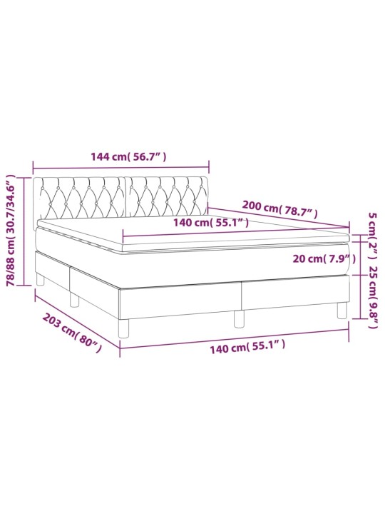 Box spring postel s matrací a LED černá 140x200 cm textil