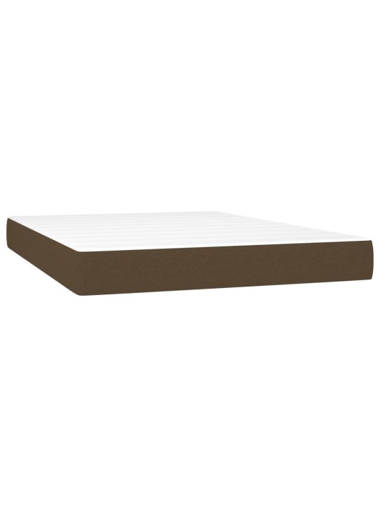 Box spring postel s matrací a LED tmavě hnědá 140x200 cm textil