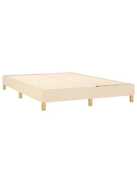 Box spring postel s matrací a LED krémová 140x200 cm textil