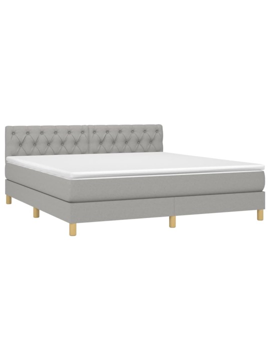 Box spring postel s matrací a LED světle šedá 160x200 cm textil