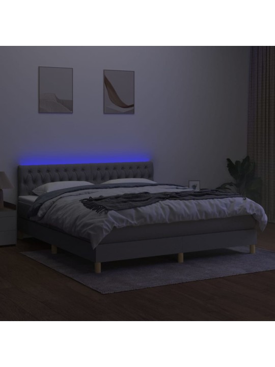 Box spring postel s matrací a LED světle šedá 160x200 cm textil