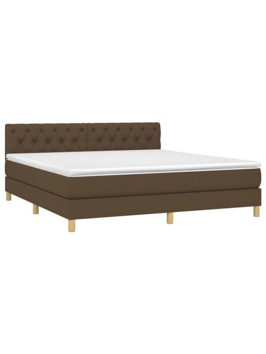Box spring postel s matrací a led tmavě hnědá 160x200 cm textil