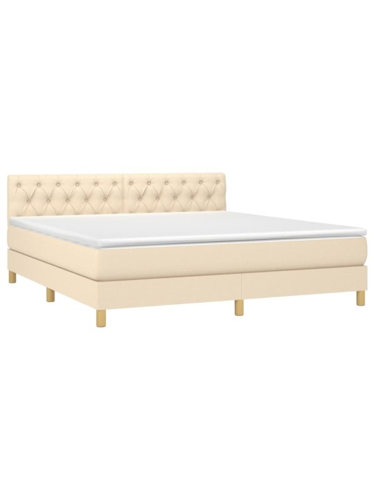 Box spring postel s matrací a led krémová 160x200 cm textil