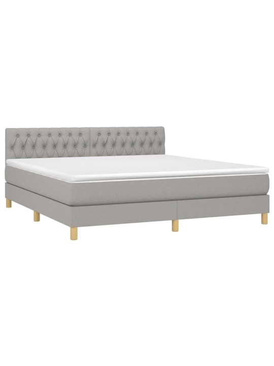 Box spring postel s matrací a LED světle šedá 180x200 cm textil