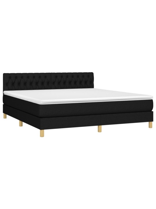 Box spring postel s matrací a LED černá 180x200 cm textil
